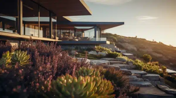 Modern San Diego home exterior with clean architectural lines and coastal landscaping