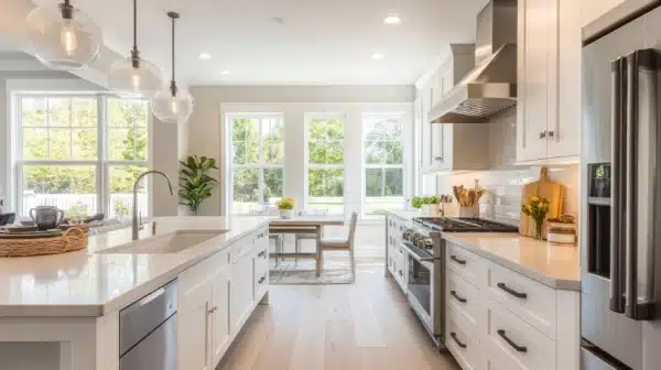 Bright, modern kitchen interior in a San Diego home prepared for sale